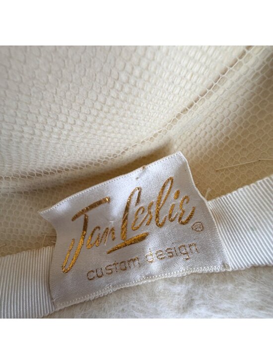 Jan Leslie Beaded Wool Hat Off White Designer‎ Cap 1990s main image 10